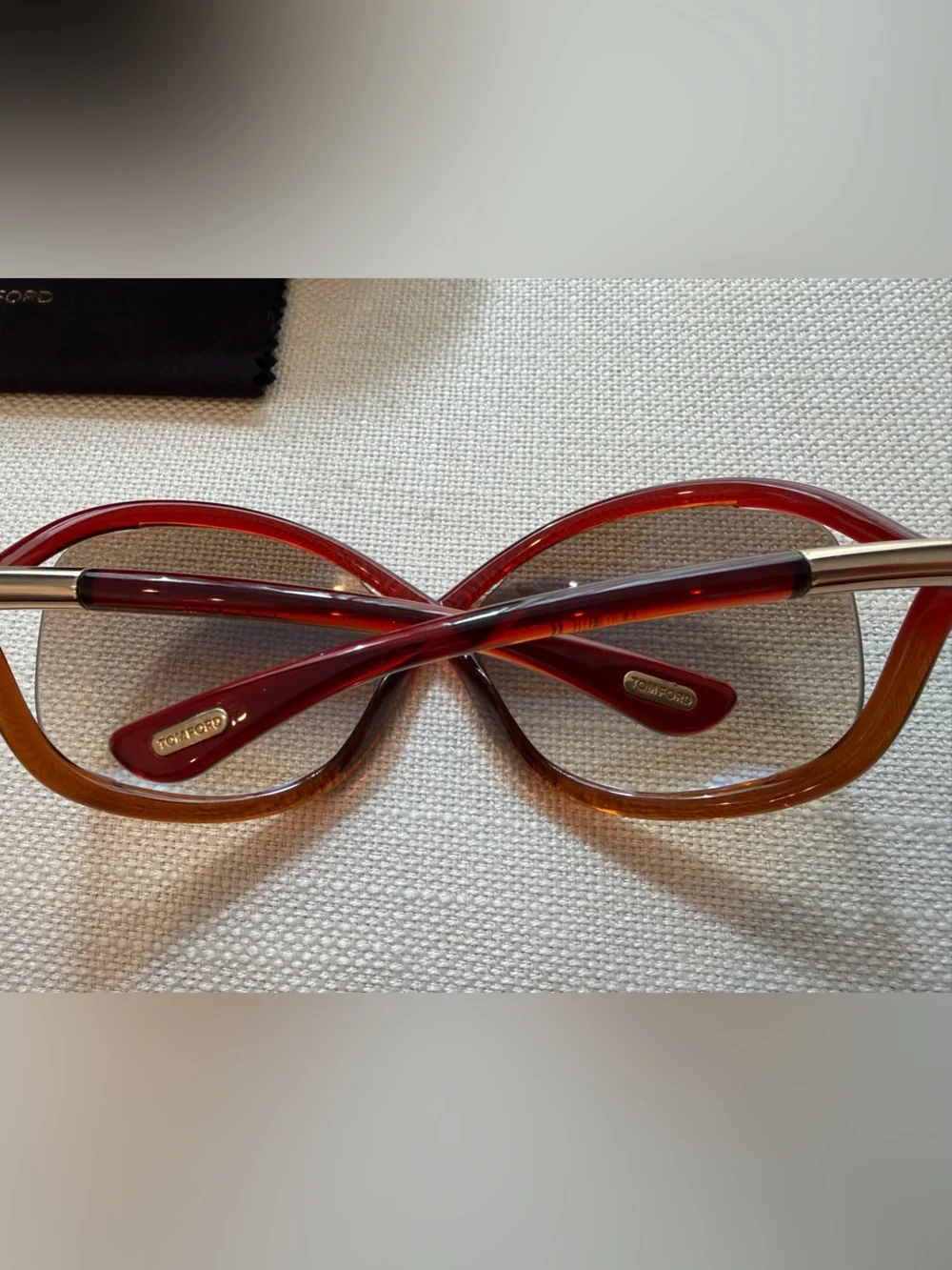 Tom Ford Red and Brown Gradient Round Women's Sunglasses
